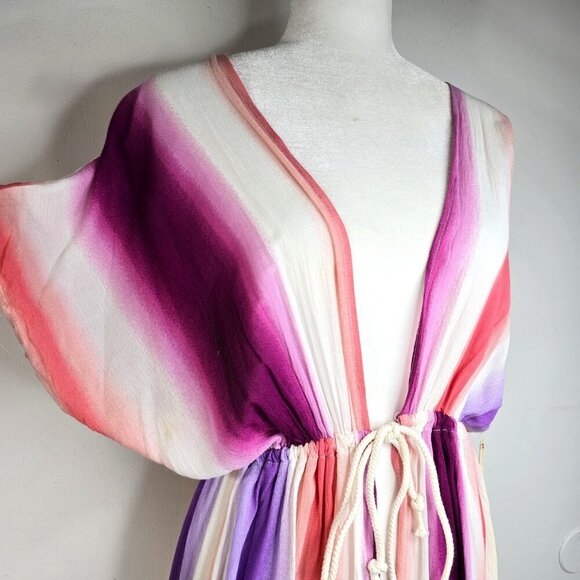 NWT Love In High-Low Rainbow Kimono Swim Beach Cover Up - Picture 4 of 9